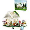 Flower House with LED Light Building Set, Flowerhouse Fountain Countyard Buiding Set with Flowers Potted & Cat Playset, Greenhouse Model Xmas for