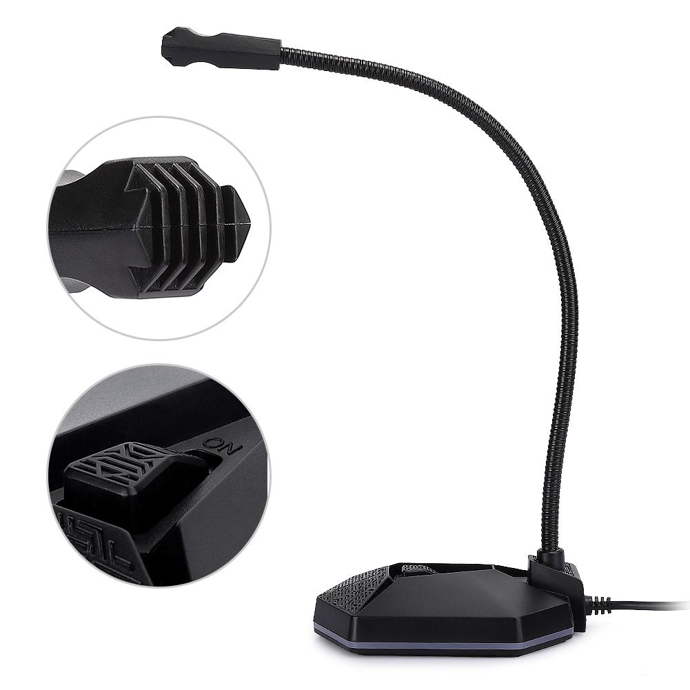 Компьютерный микрофон RGB USB Гибкий 360 градусов Всенаправленный Без драйверов ПК Настольный микрофон