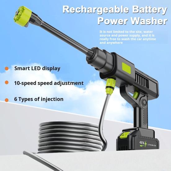 Аккумуляторная мойка высокого давления с насадкой 6-в-1, индикатором мощности, беспроводной электрический очиститель, портативная, универсальная, для автомобиля