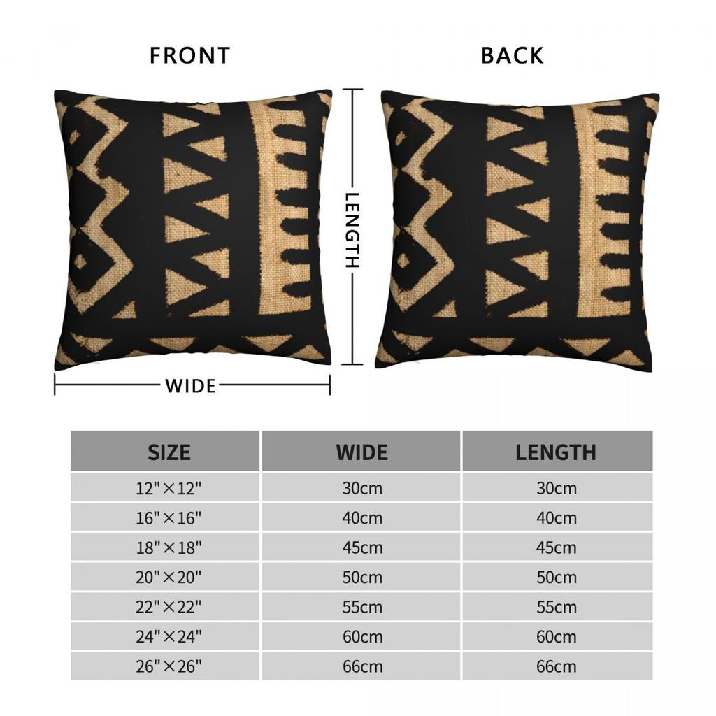 Африканская наволочка из грязевой ткани Мягкая полиэстеровая наволочка Декоративная старинная наволочка для диванной подушки Домашняя на молнии 18"