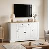 Sideboard Kitchen Cabinet with 4 Doors, Drawer, Adjustable Shelf, Door Shelves for Kitchen, Dining Room, 138x40x85cm, White