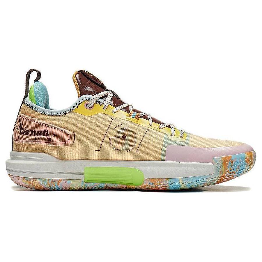 Li Ning Speed 9 Premium Технология BOOM Устойчивые к истиранию Низкие Баскетбольные кроссовки Мужские Желто-коричневые Синие ABAT015-5