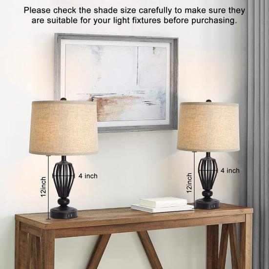 2Pcs Fabric Lamp Shade Metal Frame Construction Universal Simple Installation Light Cover Lampshade Replacement Parts