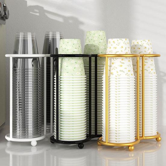 Держатель для бумажных стаканчиков для кухни, полый дизайн, 2 отделения, универсальный органайзер для одноразовых стаканчиков, стойка для хранения на офисной столешнице