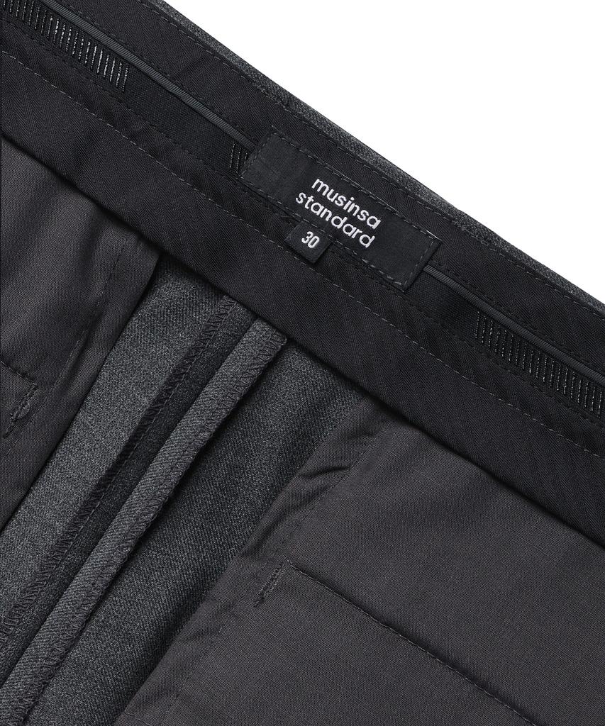 MUSINSA STANDARD Wool Tapered Hidden Banding Crop Slacks [Medium Gray]