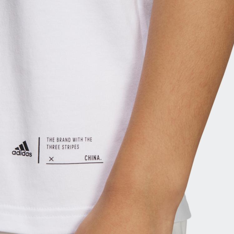 Adidas Футболка с графическим принтом и женскими топами с мультяшным принтом, белая IP3952