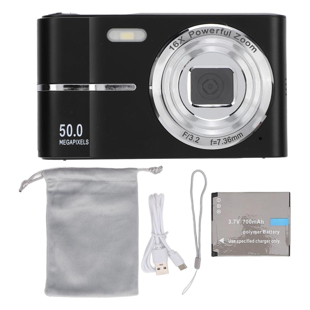 Карманная цифровая камера FHD 1080P 50MP Поддержка AF Автофокус 16X Zoom Студенты Портативный Компактный Маленький