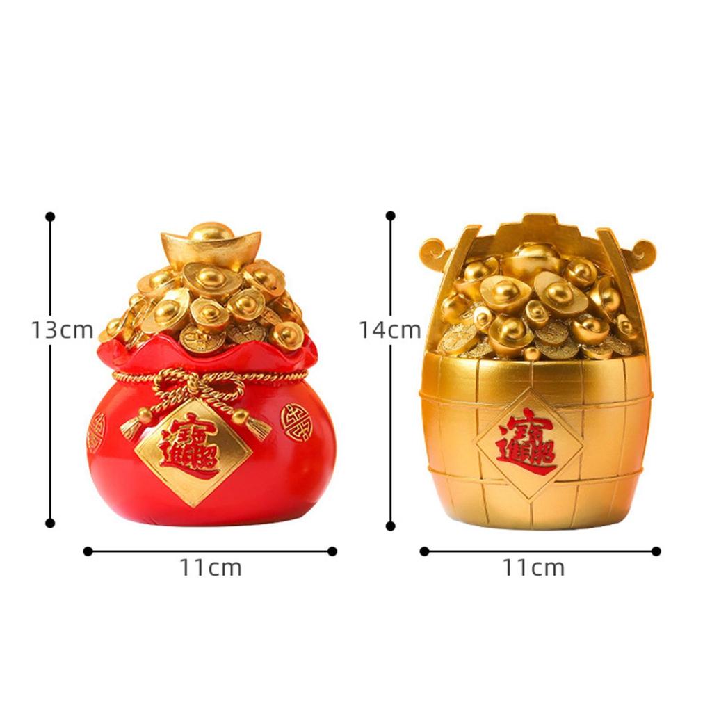 Resin Piggy Bank Money Bag Shape Figurine for Home Decorations 11x13cm