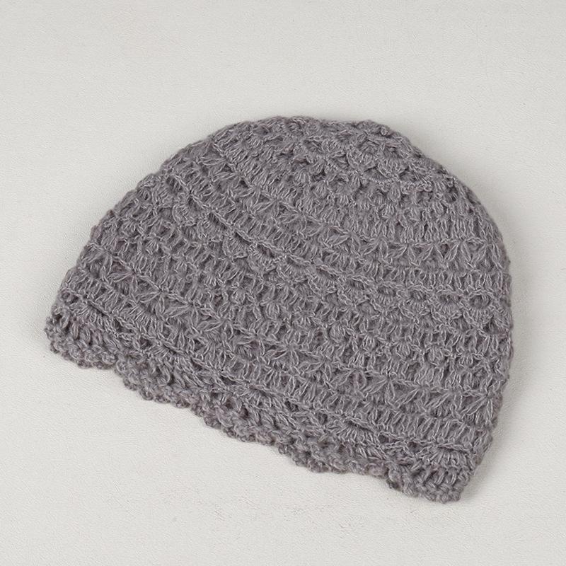 Early autumn new solid color simple hollow temperament pullover hat literary and versatile atmosphere versatile wool hat