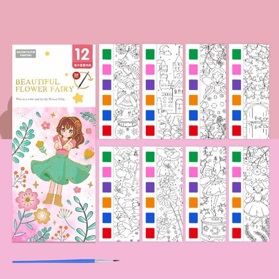 Мини-акварельная раскраска для взрослых и детей, обучающая рабочая тетрадь для рисования, яркая цветная книга для рисования