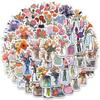 50pcs Ins Cute Cartoon Bottle Flower Stickers Aesthetic DIY Luggage Guitar Notebook Graffiti Decoration Sticker Toy