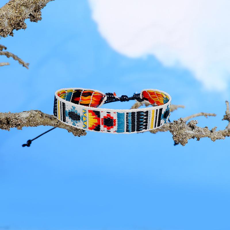 Cross-Border Bracelet Retro Handmade Bracelet Bohemian Printed Fabric Artistic Bracelet Carrying Strap Ethnic Style