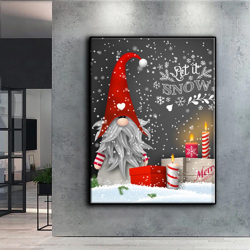 Алмазная картина Рождественская елка Санта-Снеговик Вышивка крестом Стразы Домашний декор