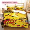 Pikachu Art Illustration Bedding Set, Soft Tone Bedroom Decoration, Elegant Fan Home Gift.chl