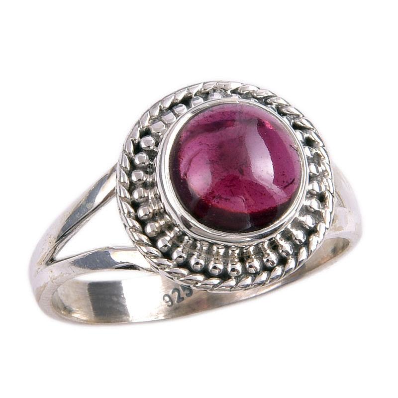 Подарочное кольцо ручной работы из чистого серебра 925 пробы с натуральным гранатом S.8 O4o32