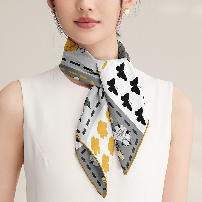 64cm Silk Square Scarf 100% Mulberry Neck Women Gift Fruit Series