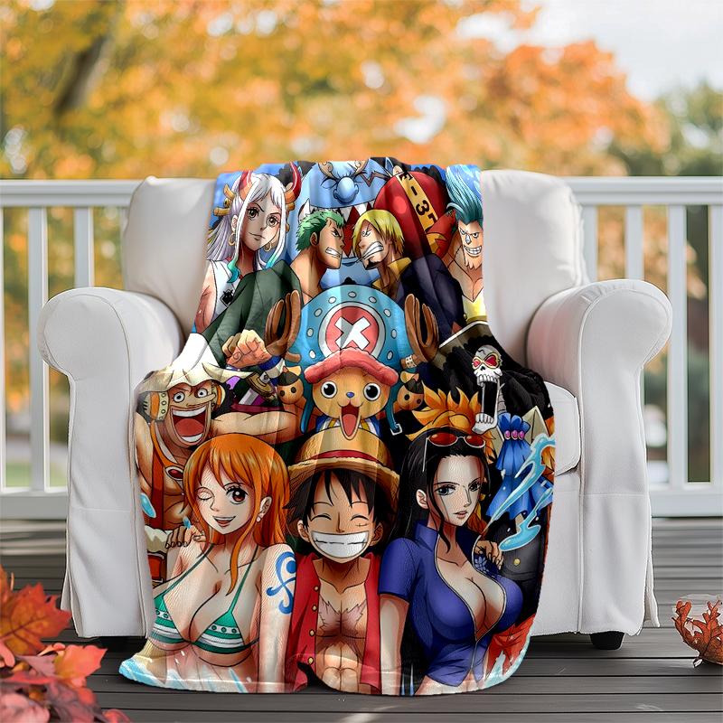 ONE PIECE Flannel Blanket Soft Warm All-Season Throw, Design for Camping, Car Travel, Hiking Sofa, Bed, Office Perfect Gift for Parties