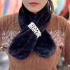 Autumn And Winter New Plush Imitation Rabbit Hair Pearl Buttons Fur Scarve Solid Colour Versatile Scarve Fashion Women's Scarve