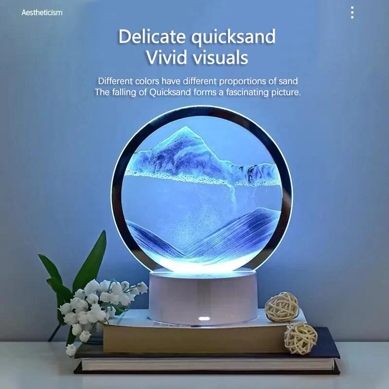 Светодиодная лампа 16 цветов 3D Sandscape RGB с подсветкой в виде песочных часов, движущаяся рамка для песочного искусства, ночник с дисплеем Deep Sea, новогодний подарок