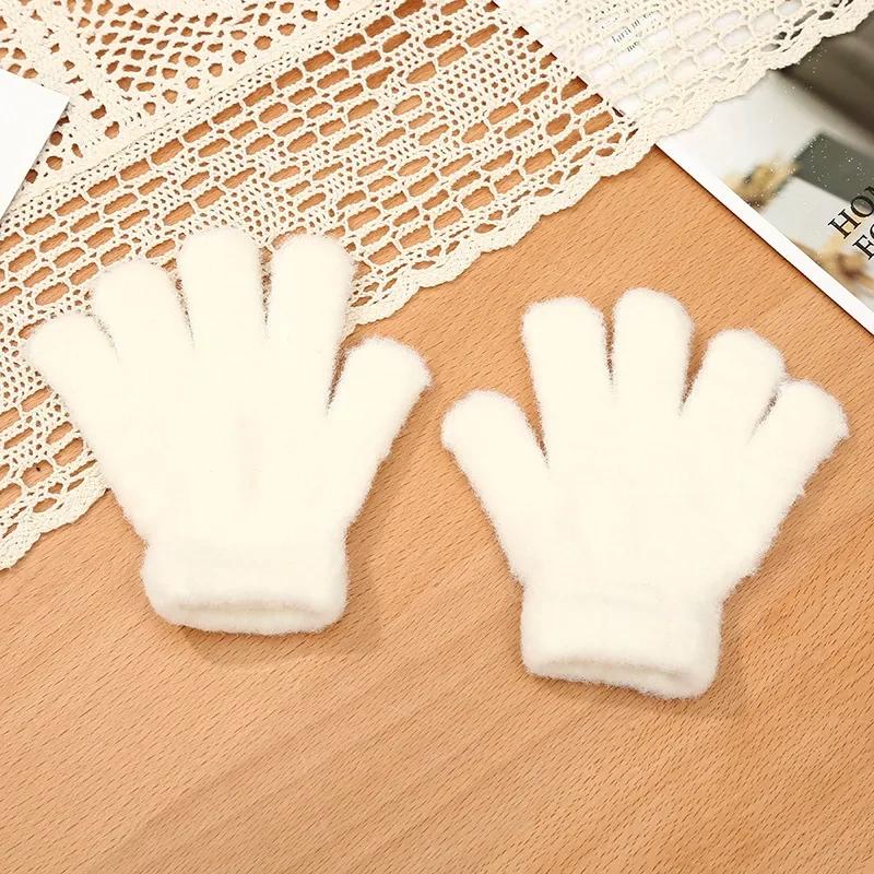 1 пара теплых пушистых перчаток для маленьких детей, спортивные, простые, однотонные, раздельные перчатки для малышей, осенне-зимние, теплые перчатки для улицы