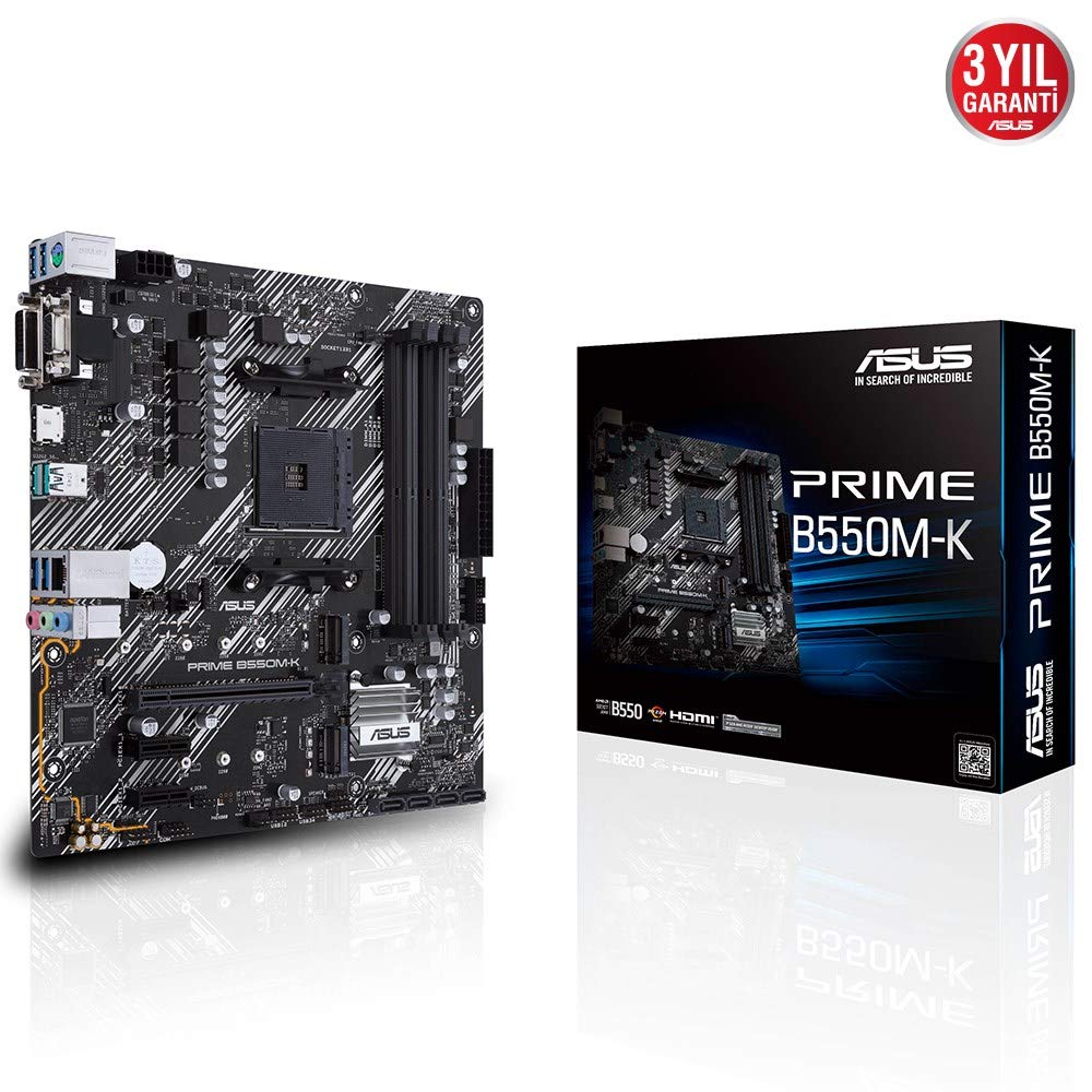 ASUS Prime AMD B550 двойной PCIe DDR4 1 Гб USB Gen 2 micro ATX B550M-K (Райзен АМ4), M.2, 4.0, 4400, Ethernet, HDMI/D-Sub/DVI, 3.2 Тип-A,