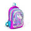 Coral High Kids Pink Silver Glitter Unicorn Patterned Three Compartment School Backpack 14383