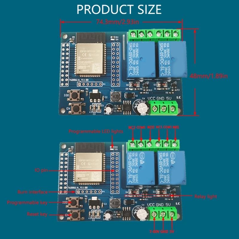 Блок питания DC5-60V 2-канальный модуль реле Запасные реле Плата разработки Двухканальный WIFI модуль реле