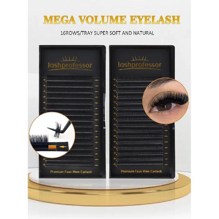 Lashprofessor Individual Eyelash Extension Long Length Classic Lashes Extensions Trays Wholesale Matte Black Soft Mink Faux Lash