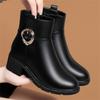Зимняя мода повседневные хлопковые короткие ботинки с боковой молнией на квадратном каблуке женские удобные теплые ботильоны из мягкой кожи на платформе