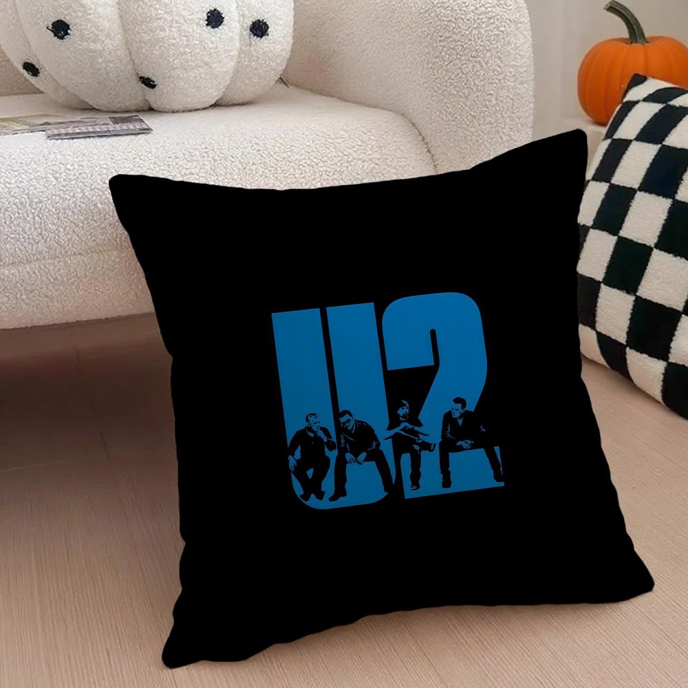 Rock Band UU2 Cushion Cover Throw Pillow Cover Hidden Button Durable Polyester Chair Cushion