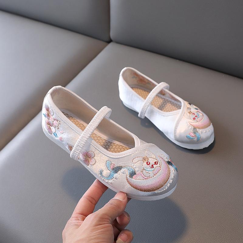 [Лунный Кролик] Весна 2025 Новый Продукт Вышивка в Национальном Стиле Детская Обувь Ханфу Обувь с Древней Вышивкой Танцевальная Обувь для Девочек