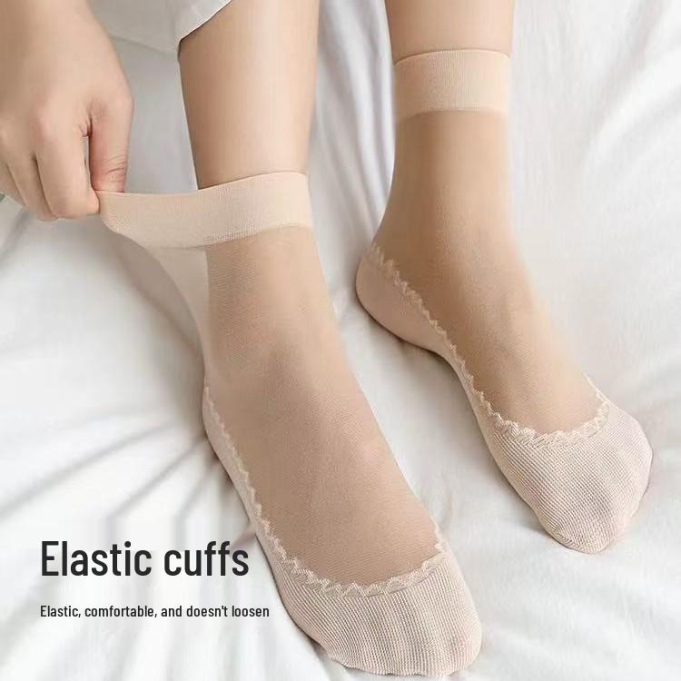 Women's Ultra-Thin Breathable Summer Short Socks: Anti-Snag Cotton Crystal Nude Steel Wire Design