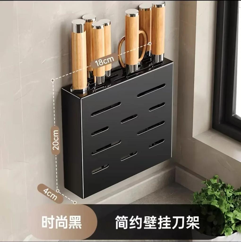 Держатель для кухонных ножей из нержавеющей стали, подставка для хранения ножей, настенный ящик для хранения, подставка для бытовых ножей, без перфорации