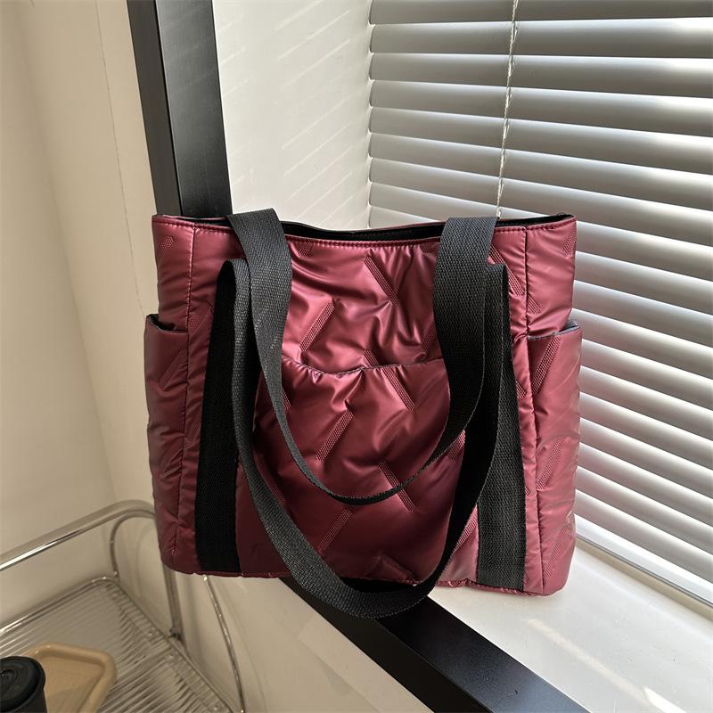 Премиальная фактурная сумка женская новая большая вместительная модная зимняя перламутровая хлопковая сумка через плечо сумка для поездок на работу