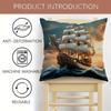 Sailboat Motif Soft Cushion Covers For Beds Sofas Lounge Chairs Nautical Home Decorative Pillowcase 16X26Inch Set Of 2