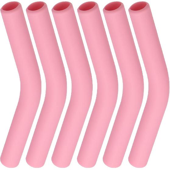 6pcs Food-Grade Silicone Straw Tips, Reble Metal Straw Elbows Tips, Temperature Resistant Rubber Straw Covers Replacement Tip for 5/16" Stainless