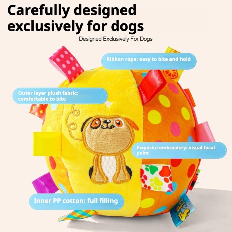 Интерактивная игрушка-мяч для собак для тренировок жевателей, декомпрессия, устойчивая к укусам, плюшевая ручка, игрушки для собак с колокольчиками, товары для домашних животных