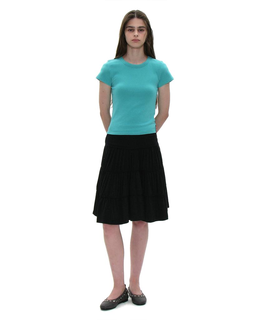 Юбка-миди Partimento Woman Pwc Jersey с рюшами и ярусами_Черный