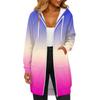 Women's Fashionable Printed Long Sleeved Drawstring Hooded Zipper Pocket Long Casual Sweatshirt Jacket