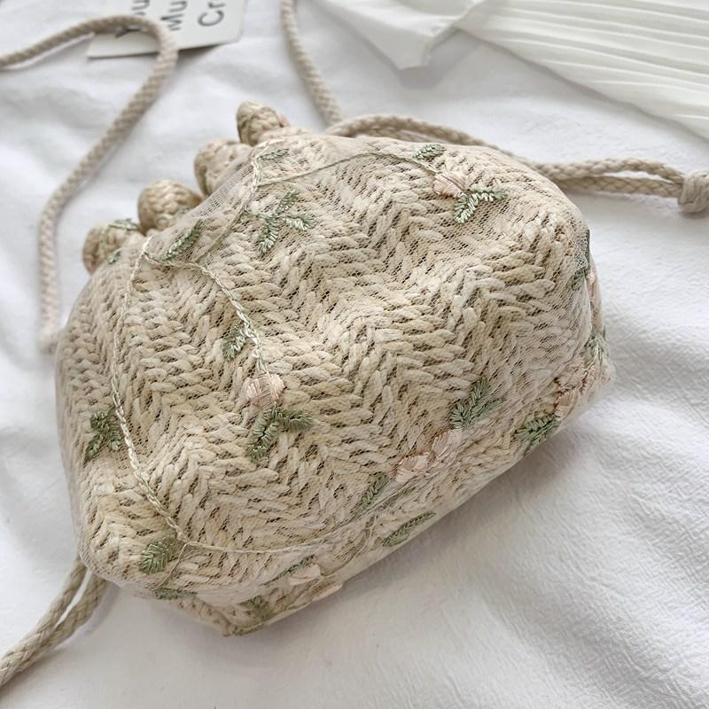 Женские тканые сумки на ремне, кружевная сумка-ведро на шнурке