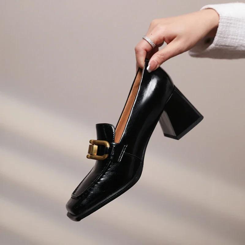 Лоферы на высоком квадратном каблуке, женские осенние туфли-лодочки на массивной платформе, женские туфли без шнуровки черного цвета Jk, форменная обувь Мэри Джейн, Zapatillas Mujer