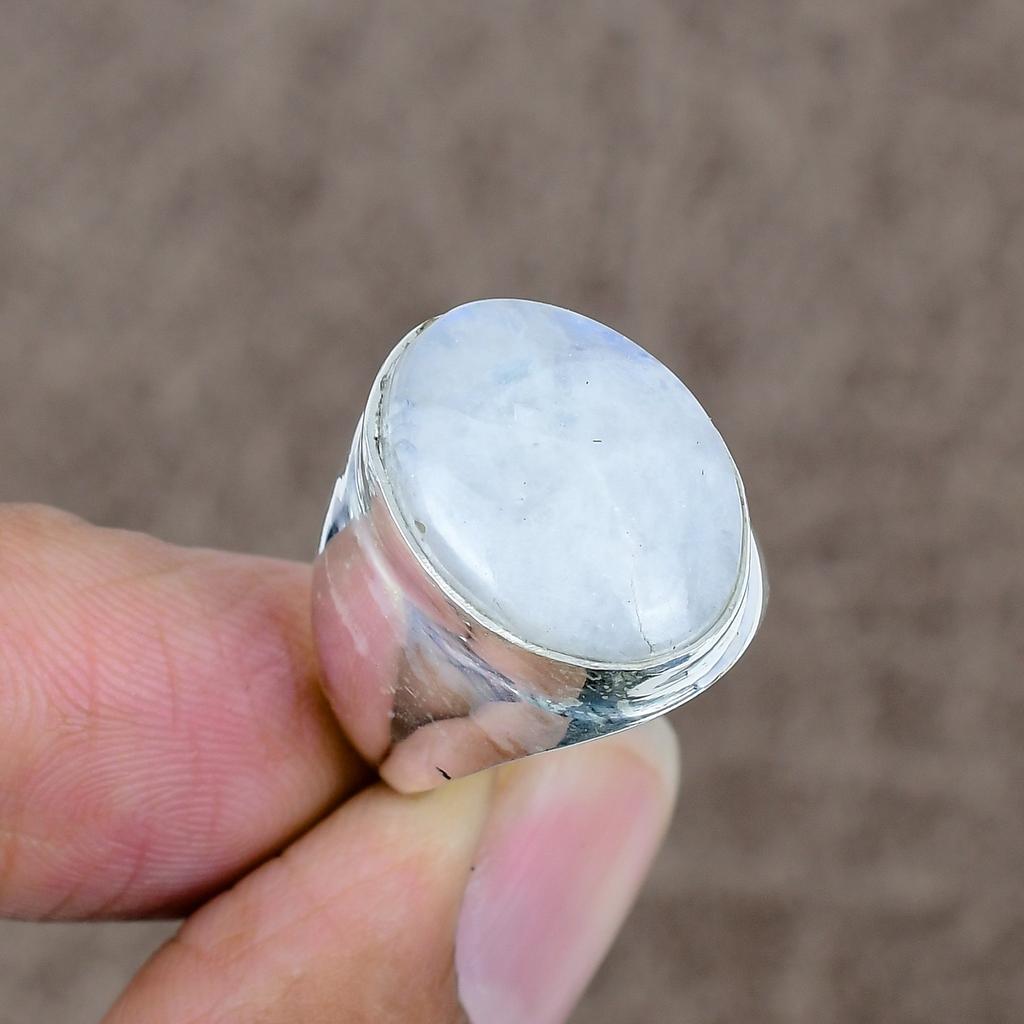 Moonstone Genstone Handmade 925 Sterling Silver Jewelry Ring Size 6 KKG-497