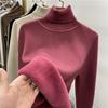 Зимний элегантный теплый свитер с высоким воротником, женский модный утепленный вязаный пуловер на бархатной подкладке, тонкие топы, повседневный трикотаж 29260