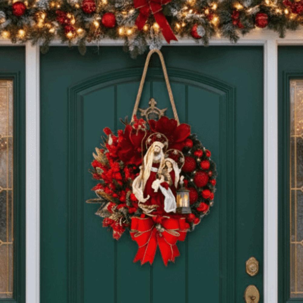 Деревянный Рождественский Венок 2D Рождественские Украшения Подвеска на Дверь Искусственная Гирлянда С Рождеством