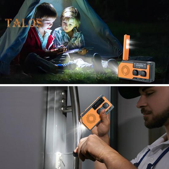 Аварийное солнечное радио с фонариком SOS сигнализация IPX3 водонепроницаемый многофункциональный ручная рукоятка AM/FM метеорологическое радио