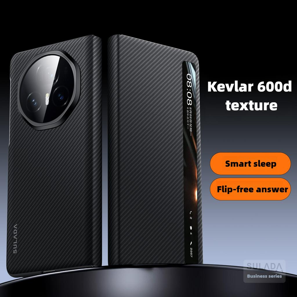 Чехол из углеродного волокна 600D Kevlar с текстурой из матового стекла для Honor Magic V3 Vs3 с магнитным беспроводным зарядным устройством, откидной чехол, складная всеобъемлющая защита, умное окно