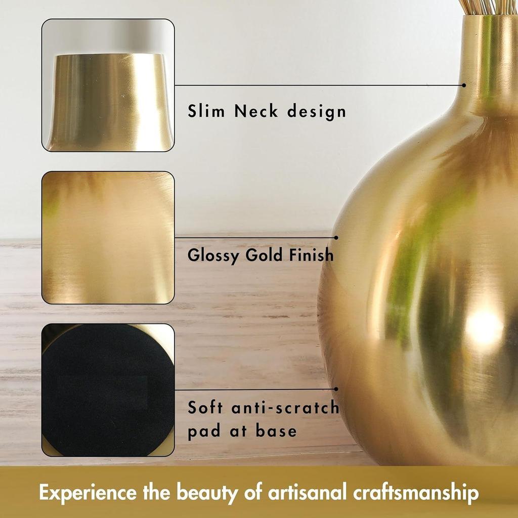 Металлическая ваза для цветов для домашнего декора, гостиной, офиса, свадьбы | Настольный декоративный элемент для фестивалей, дня рождения, золотая ваза, 1 шт. (Цветок в комплект не входит)
