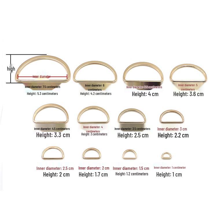 Плоское D-образное кольцо из цинкового сплава: Высококачественная полукруглая металлическая пряжка для сумки