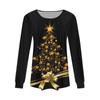 Женская модная повседневная плиссированная футболка с круглым вырезом и рождественским принтом с длинными рукавами