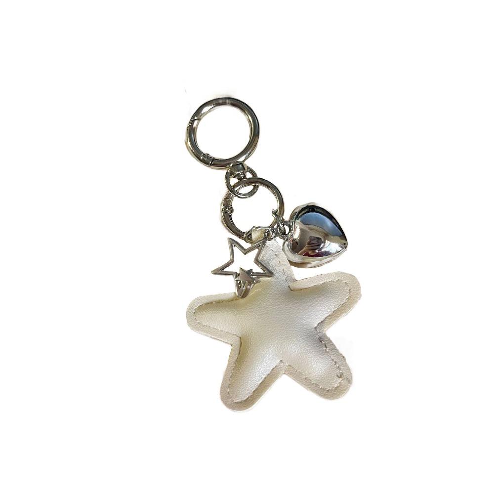 Heart Star Leather Keyring PU Colorful Pendant Charm Star Shape Keychain Bag Hanging